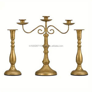 Candelabros de latón hechos a mano de estilo antiguo elegante para decoración del hogar de lujo y exhibición de iluminación de centro de mesa de boda - Product Image 4