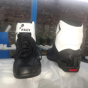 Black and White Leather Racing <b>Boots</b> Custom made Ankle High Motorbike <b>Boots</b> - Product Image 1