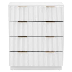 Comò FCH bianco in P2 Particle Board e Density Board, 72x41x94 cm, con motivo ondulato, a quattro livelli e cinque cassetti - Product Image 2