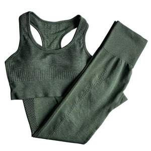 Conjuntos Deportivos de 2 Piezas para Mujer, Ropa de Gimnasio Transpirable de Spandex/Poliéster, Estampado, Sin Mangas, Alta Elasticidad, para Yoga - Product Image 1