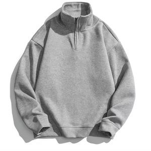 Sudadera con media cremallera de alta calidad, marca de moda Unisex, ropa de calle de lana de gran tamaño, Sudadera con capucha cuadrada recortada, sudadera con media cremallera para hombres - Product Image 2