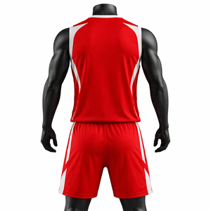 <b>Hot</b> Selling Men <b>Red</b> White Sublimated Running Uniforms Tank Top Moisture Wicking Athletic Fit All Seasons Adult Sport Apparel Set - Product Image 4