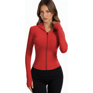 Veste de yoga extensible pour femme, en nylon, athlétique, respirante, légère, avec fermeture éclair, pour l'extérieur - Product Image 4