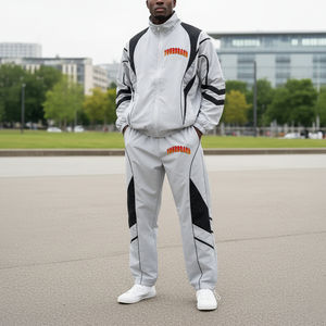 Survêtements imprimés streetwear 100 % nylon pour hommes, ensembles de survêtements unisexes avec veste zippée patchwork et pantalon de jogging, coloris personnalisés - Product Image 4