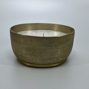 Bol porte-bougie en laiton artisanal, motif chevrons, décoratif, en métal, pour la maison, le salon, la table, la décoration intérieure - Product Image 4