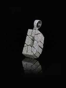 Fully Iced Out Broken Letter D Pendant VVS Moissanite Diamond Hip Hop Charm Micro Pave Silver Finish Luxury Men's Bling Pendant - Product Image 2
