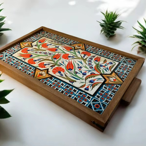 Handmade Wabi-Sabi Enamel Customized Unique Pattern <b>Large</b> Snack Serving <b>Trays</b> With Universal Overseas INDIA at Targeted Price - Product Image 1