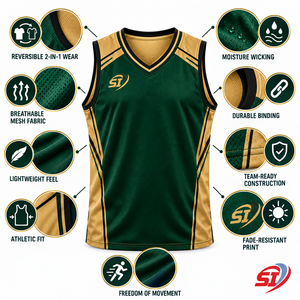 Camiseta de Baloncesto Reversible de Doble Color para Hombre, Personalizada, Ligera, para Práctica, Proveedor de Camisetas de Equipo - Product Image 6