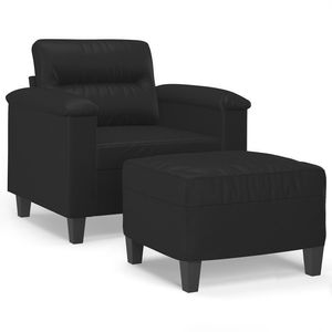 Sillón Individual de Cuero Sintético Negro con Reposapiés de Madera Contrachapada y Metal para Sala de Estar - Product Image 2