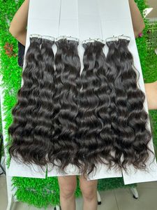 Usine Dernière Couleur Naturelle Bande Ins Extensions de Cheveux Humains Vierge Naturel Ondulé Bande Ins Cheveux Humains - Product Image 2