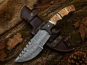 Couteau de chasse artisanal en acier Damas de qualité industrielle avec manche en bois de cerf, lame fixe, personnalisable, OEM, survie - Product Image 6