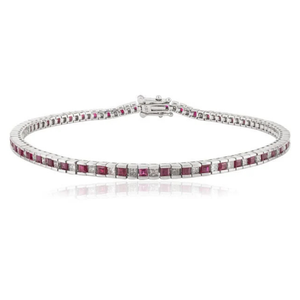 18K Gold <b>Ruby</b> and Diamond Fashion Tennis <b>Bracelet</b> - Product Image 1