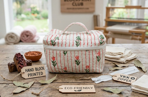 Bolsa de Maquillaje Acolchada al por Mayor, Estuche Cosmético de Algodón, Neceser Plano, Organizador de Viaje Boho para Mujer, Regalo Nupcial Personalizado - Product Image 4