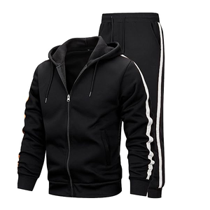 Low Price Wholesale Winter <b>Men's</b> Sport Training Hooded Solid Tracksuit 100% Cotton Breathable Custom Colors Tracksuit - Product Image 3