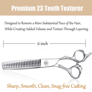 Harbor Industry Japanese Steel Notch Cut <b>Thinning</b> Scissor <b>Mirror</b> Polish Barber Hairdressing Tool 6 Inch Right-Handed Long Handle - Product Image 5