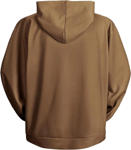 <b>Men's</b> Brown Hooded Sweatshirt With Print Regular Fit Casual Long Sleeve Cotton <b>Pullover</b> Front Pocket Design - Product Image 2