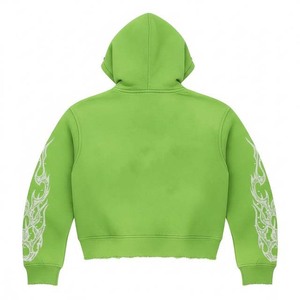 Sudadera con Capucha Verde, Cierre de Cremallera con Pedrería, Informal, de Forro Polar, Unisex, para Otoño, Corte Regular, Diseño Estampado - Product Image 2