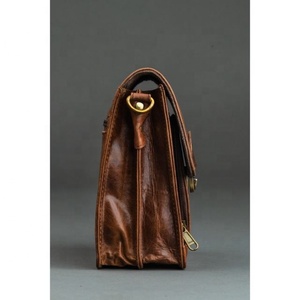 Sac à rabat en cuir véritable vintage, sacoche à bandoulière de bureau décontractée, sacoche d'affaires en cuir de vachette pour hommes - Product Image 4