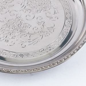 Vente chaude De Luxe Ruban En Acier Inoxydable Rond Créatif <span class=keywords><strong>Simple</strong></span> Hôtel De Mariage Nourriture Fruits Snack Plateau De Service assiettes plats - Product Image 3