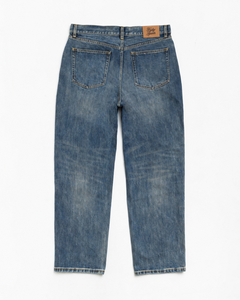 Jeans en denim bleu vintage de haute qualité pour hommes, coupe droite, décontractés, en coton, style streetwear, vente en gros, OEM - Product Image 3