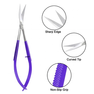 Tijeras de Pestañas de Alta Calidad con Punta de Acero Inoxidable, Cuchillas Afiladas Multifunción, Herramientas de Cuidado de Belleza, Mango de Plástico Morado - Product Image 2