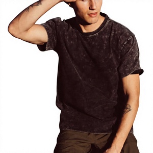 Men's Regular Fit <b>Long</b> Short Sleeve O-Neck <b>T</b>-<b>Shirt</b> 100% Cotton Washed Solid <b>Black</b> Casual Jersey Knitted Front Quick Dry - Product Image 5