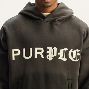 Hoodies unisexe violet à coutures horizontales et verticales, poche avant, TPU biseauté, flocage et détails réservés – Nouveauté très demandée - Product Image 5