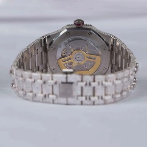 New High Quality Luxury Fully Automatic Moissanite Diamond Iced <b>Watch</b> with Stainless Steel <b>Case</b> Rubber Band Barrel <b>Case</b> - Product Image 3