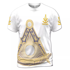 T-shirt vintage pour hommes avec logo maçonnique, motif carré et compas, haute qualité, sur mesure, manches courtes - Product Image 3