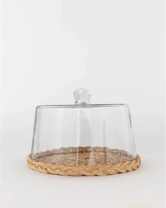 Round Marble <b>Cake</b> Platter With Glass <b>Dome</b> Cover Reusable Hand Wash Only - Product Image 2