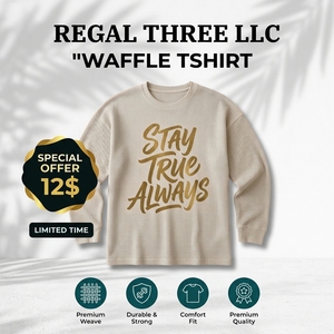 <b>Long</b> Sleeve Printed <b>Tshirts</b> Casual Loose Fit Drop Shoulder Waffle T-Shirts 100% Cotton O-Neck Oversize Summer Fashion Wear Tee - Product Image 1