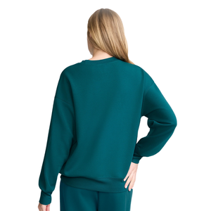 <b>Womens</b> Crew Neck Tracksuit With Wide Leg Trousers Relaxed Fit Casual <b>Lounge</b> Wholesale Custom Two Piece Clothing Outfit Set Maker - Product Image 2