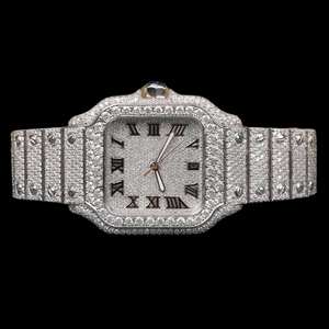 Round Moissanite Diamond Unique <b>Mechanical</b> <b>Watch</b> Luxury Antique Style with 41mm Dial ETA Movement - Product Image 1