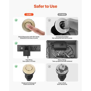 Interruttore ad aria da 2,5 pollici in acciaio inossidabile spazzolato oro per smaltimento rifiuti alimentari con prese UK/US - Product Image 6