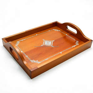 Bandeja de Madera Pulida Hecha a Mano con Incrustaciones de Madreperla, Diseño Rústico, Ecológica, para Mesa, Hogar, Servir, Regalo de Ramadán - Product Image 6