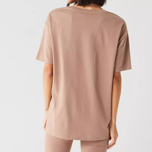 Factory Rate Women Oversized T Shirt 100% Cotton Crew Neck Loose Fit Solid Color LOGO Casual Streetwear Breathable All Seasons - Product Image 2