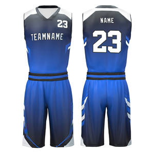 Ensemble d'uniformes de basketball respirants imprimés en sérigraphie avec logo personnalisé, été, tissu en maille 100% polyester, maillot et short de couleur personnalisée - Product Image 1