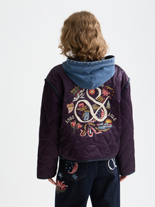 Veste universitaire réversible brodée en toile unisexe, design patchwork, hiver, fine, style hip-hop, à capuche, respirante, doublure en coton - Product Image 3