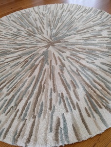 Hand Tufted Low Pile Abstract Wool <b>Rug</b> PET Friendly Non-Slip Eco-Friendly Anti-Bacteria Modern Design Neutral Beige <b>Thin</b> Bar - Product Image 2