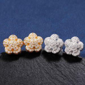ต่างหูเพชรโมอิสซาไนต์รูปดอกไม้ เงินแท้ 925 ดีไซน์แบบกลุ่ม สีทอง หรูหรา ประกายระยิบระยับ สำหรับผู้หญิง ของขวัญ - Product Image 1