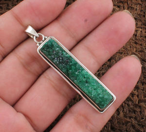 Colgante Vintage de Plata de Ley 925 con Druzy Verde Brillante en Forma de Anillo, Amuleto de Geoda, Joyería Unisex para Aniversario - Product Image 6