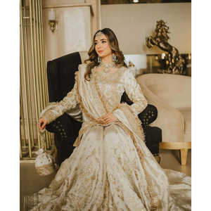 Conjunto de Fiesta Color Beige para Mujer, Diseñador de Moda Valam, Talla M, Top, Pantalón y Dupatta - Product Image 4