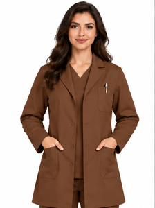 Blouse de laboratoire personnalisée pour femme, blanche, à manches longues, uniforme médical professionnel, respirante, en polycoton, pour hôpital et laboratoire - Product Image 5