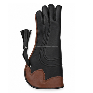 Gant de fauconnerie extra long 45 cm personnalisable en cuir pour la manipulation des faucons, la formation des oiseaux de proie, avec paume renforcée, pour le sport - Product Image 3