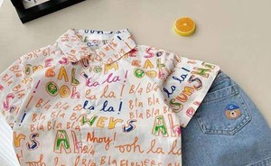 Chemise imprimée à manches courtes pour garçons, col rabattu décontracté, haut respirant en coton et polyester tissé avec poches - Product Image 5