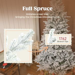 7.5 ft Full Spruce Hinged Christmas <b>Tree</b> Easy Assembly with Realistic Frosted Artificial <b>Branches</b> Xmas Decoration - Product Image 5