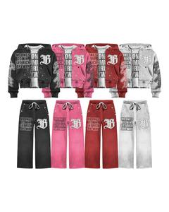 Multi Color Rhinestone <b>Zip</b> <b>Up</b> Hoodie & Pants Set | Oversized Streetwear Tracksuit| OEM Private Label Manufacturer - Product Image 1