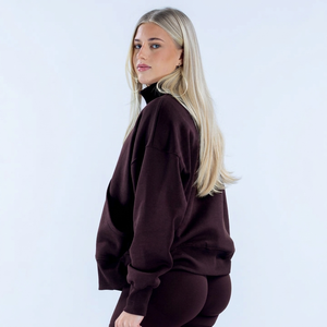 Top Selling Wholesale Custom Logo Women's Quarter Zip Stand Collar Sweatshirts Women's Ribbed Cuff & Hem Sweatshirt At <b>Low</b> Price - Product Image 5
