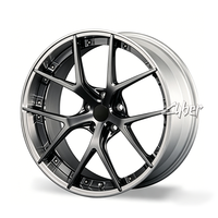 Jantes en alliage d'aluminium forgé à deux pièces de style sportif, 5 rayons croisés superposés sur le bord, pour BS RI-S, finition brossée, ponçée et polie miroir