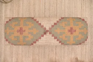 Handmade Eco-Friendly Kilim Jute <b>Rug</b> Ottoman Bench Modern Turkish Style Wooden Bench for Entryway Bedroom Seating - Product Image 4
